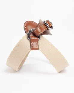 Aria Textile Dog Harness in Natural + Tobacco (Made in Italy)