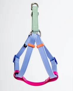 A Walk in the Park Waterproof Dog Harness in Magenta, Periwinkle, & Sage Green (Made in the USA)