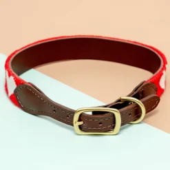 Big Hearted Needlepoint Dog Collar