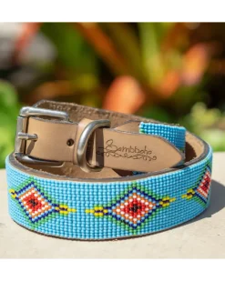 Blue Vogue Beaded Dog Collar (Rolled or Flat)