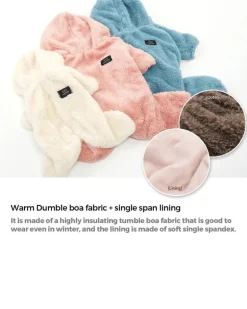 Boa Fleece Onesie for Dogs - French Bulldog Fit (in Blue, Pink, Ivory, or Grey) (FINAL SALE)