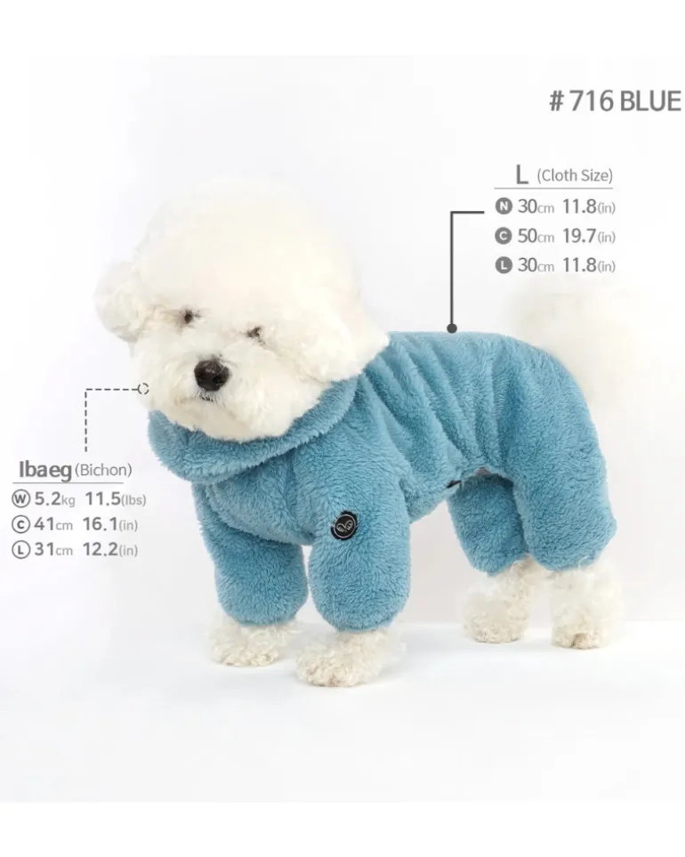 Boa Fleece Onesie for Dogs - Regular Fit (in Blue, Pink, Brown Ivory, or Grey) (FINAL SALE)