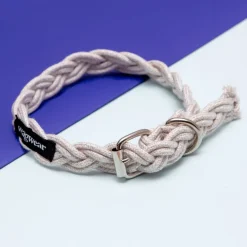 Braided Fisherman Dog Collar in Off-White (Made in the USA)