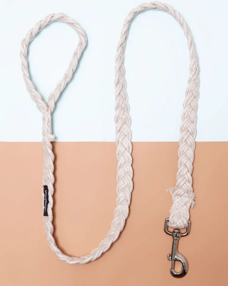 Braided Fisherman Dog Leash in Off-White (Made in the USA)