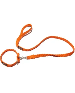 Braided Fisherman Dog Leash in Orange (Made in the USA)