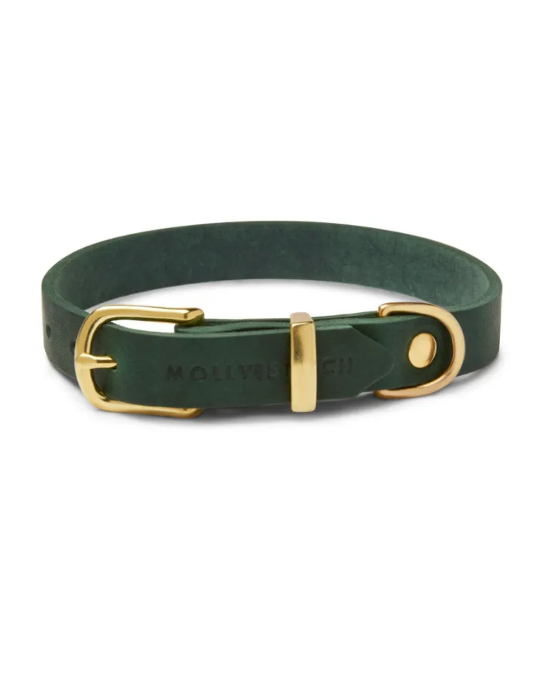 Butter Leather Dog Collar in Forest Green (Made in Austria)