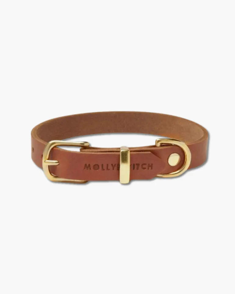 Butter Leather Dog Collar in Sahara Cognac (Made in Austria)
