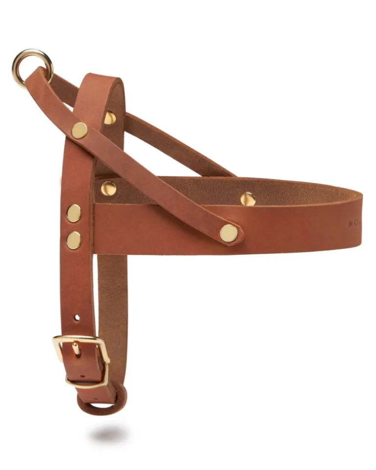 Butter Leather Dog Harness in Sahara Cognac (Made in Austria)