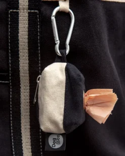 Canvas Clean-Up Poo Bag Roll Holder in Natural + Black