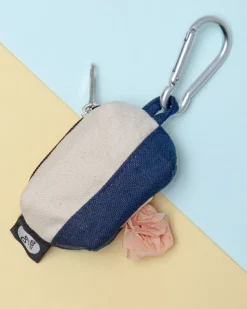 Canvas Clean-Up Poo Bag Roll Holder in Natural + Navy