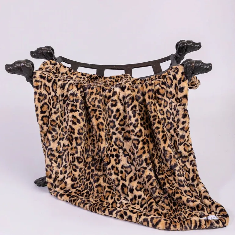 Cashmere Collection Faux-Fur Dog Bed in Leopard (Custom/Direct-Ship) (Made in the USA)