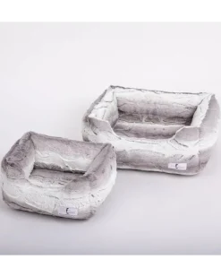 Cashmere Collection Faux-Fur Dog Bed in Soft Grey (Custom/Direct-Ship) (Made in the USA)