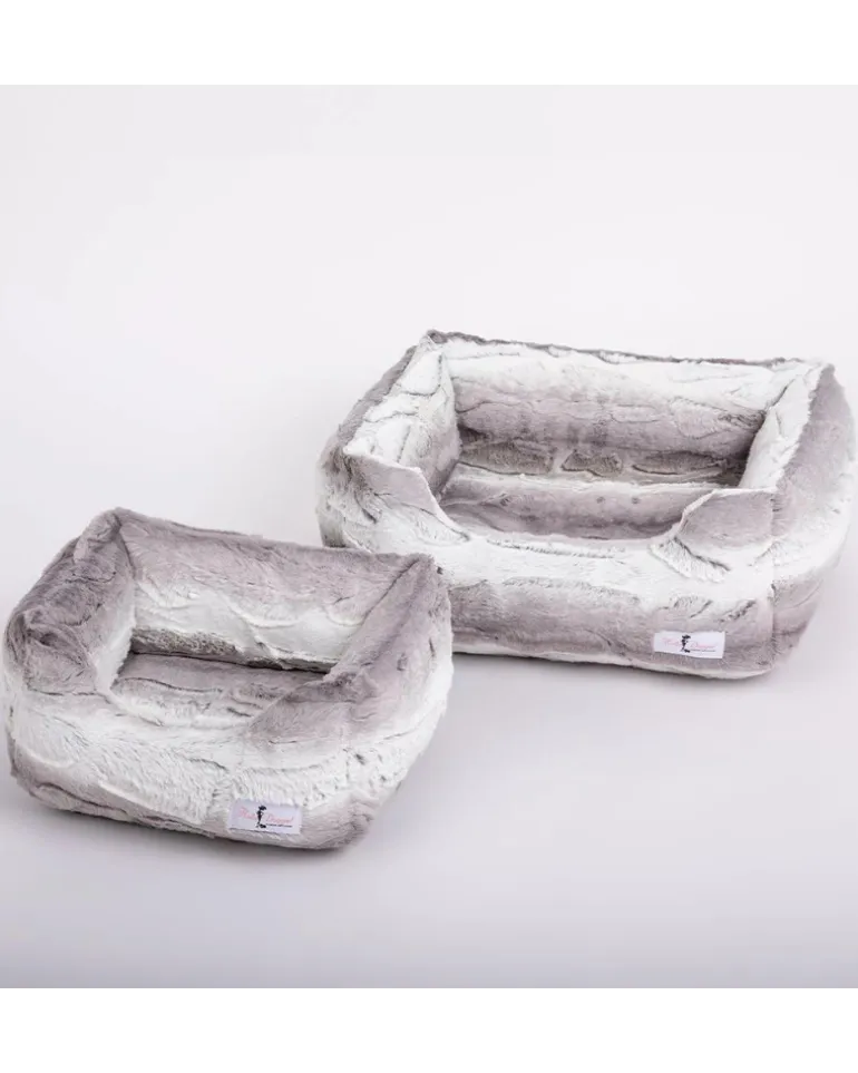 Cashmere Collection Faux-Fur Dog Bed in Soft Grey (Custom/Direct-Ship) (Made in the USA)