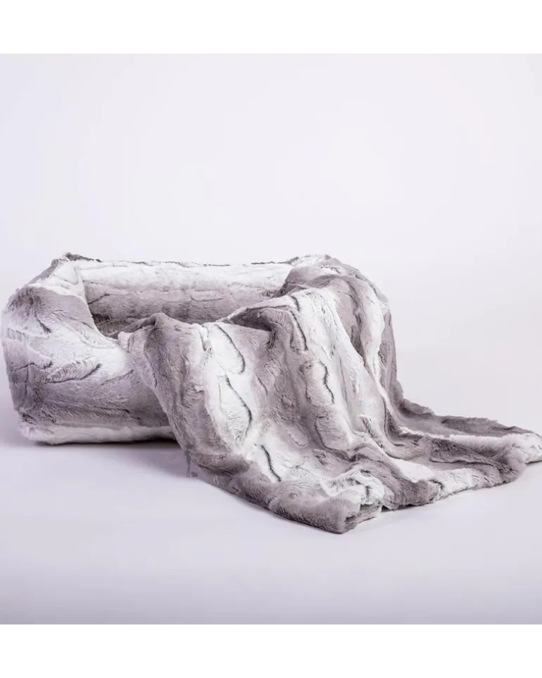 Cashmere Collection Faux-Fur Dog Bed in Soft Grey (Custom/Direct-Ship) (Made in the USA)