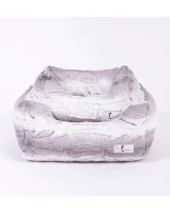Cashmere Collection Faux-Fur Dog Bed in Soft Grey (Custom/Direct-Ship) (Made in the USA)