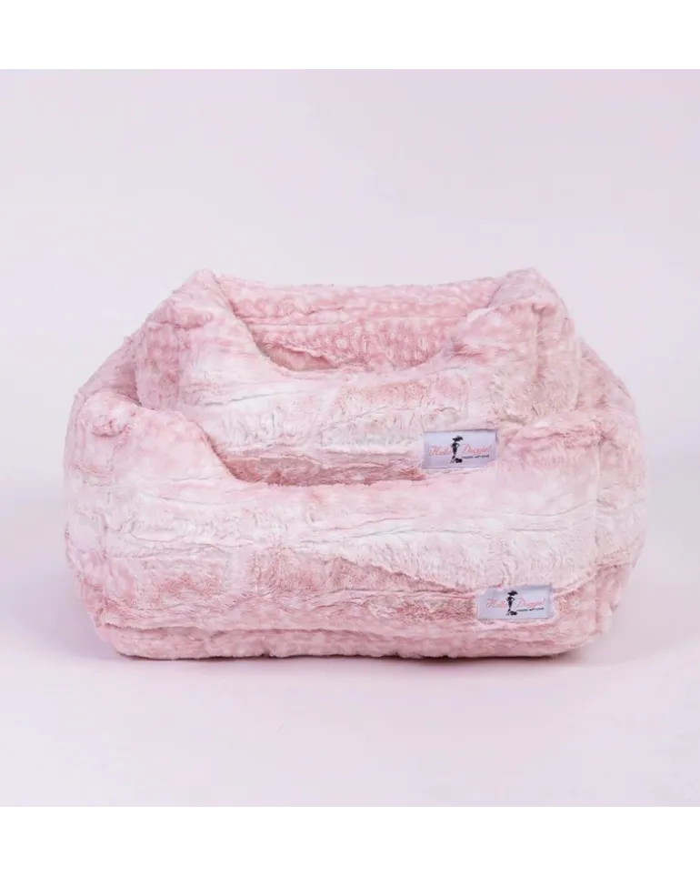 Cashmere Collection Faux-Fur Dog Bed in Pink Fawn (Custom/Direct-Ship) (Made in the USA)