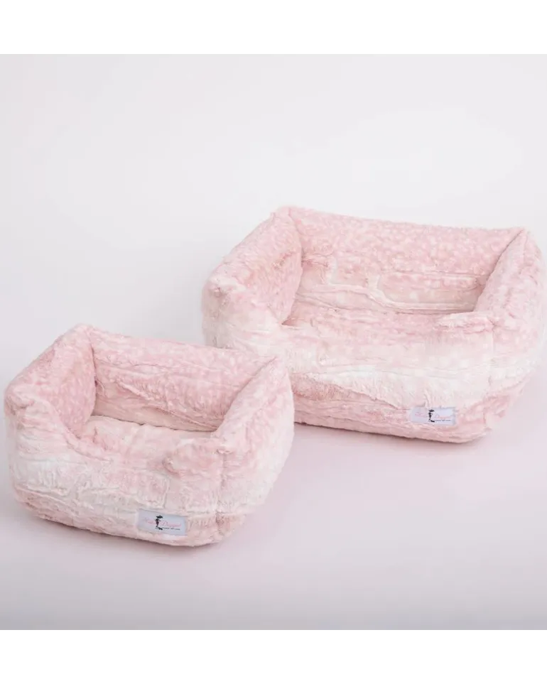 Cashmere Collection Faux-Fur Dog Bed in Pink Fawn (Custom/Direct-Ship) (Made in the USA)