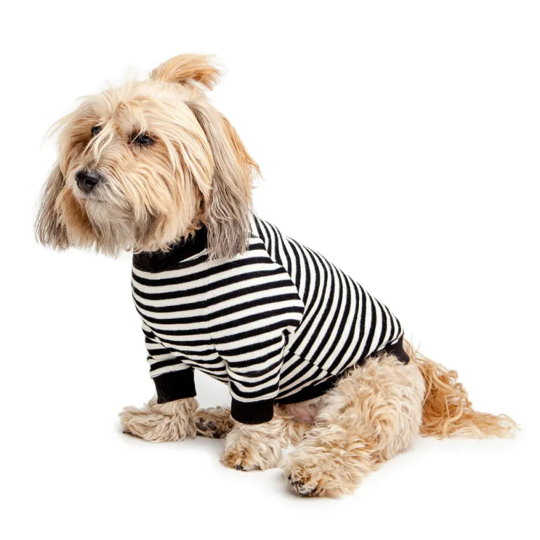 Cheeky Stripe Pullover in Black & White with Black Trim