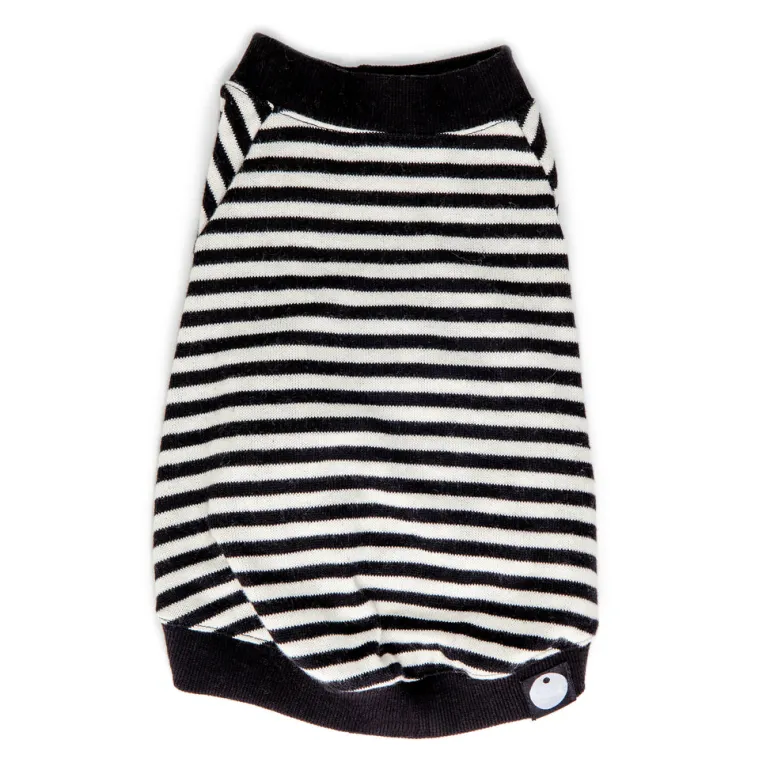 Cheeky Stripe Pullover in Black & White with Black Trim