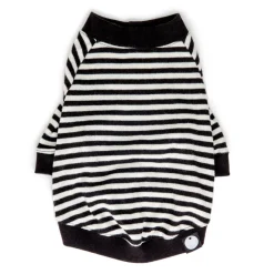 Cheeky Stripe Pullover in Black & White with Black Trim