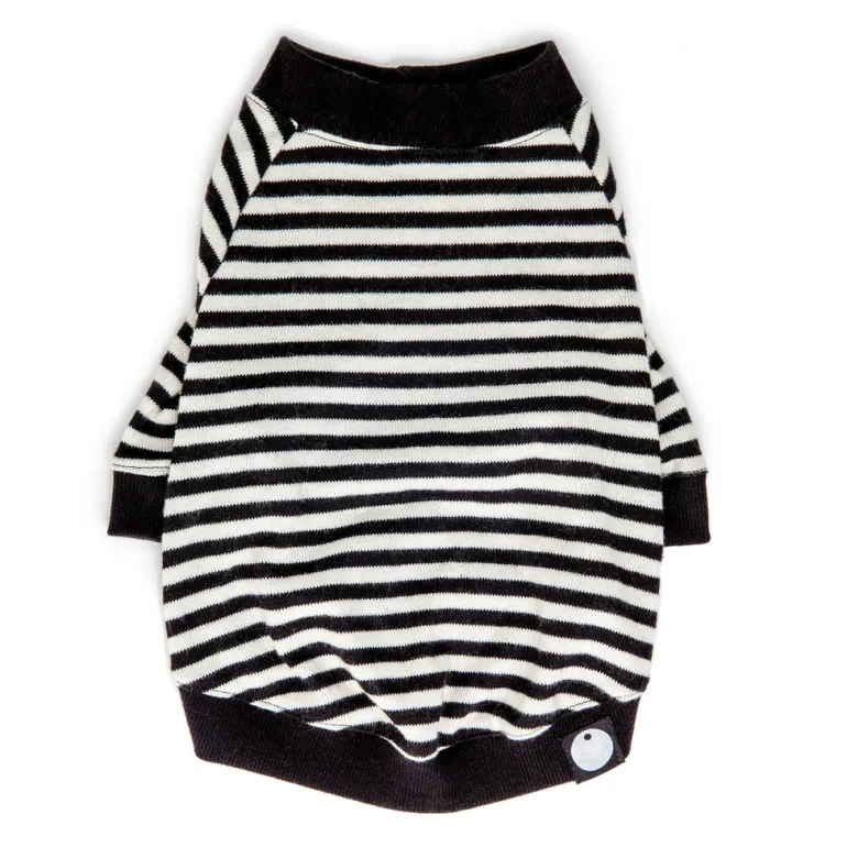 Cheeky Stripe Pullover in Black & White with Black Trim