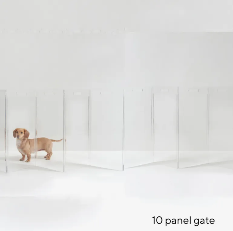Clear Lucite Freestanding Zig-Zag Pet Gate (Made in the USA) (Direct-Ship)