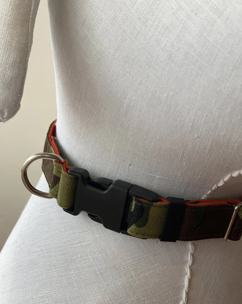 Cordura Dog Collar in Camo & Neon Orange (Made in the USA)