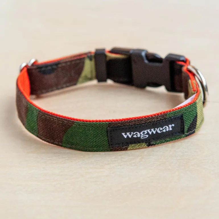 Cordura Dog Collar in Camo & Neon Orange (Made in the USA)