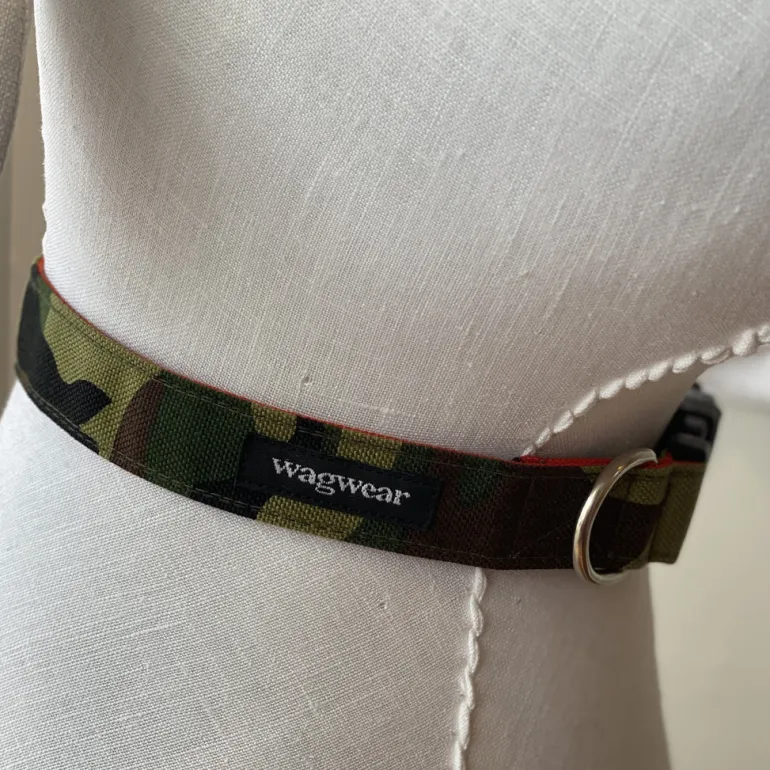 Cordura Dog Collar in Camo & Neon Orange (Made in the USA)