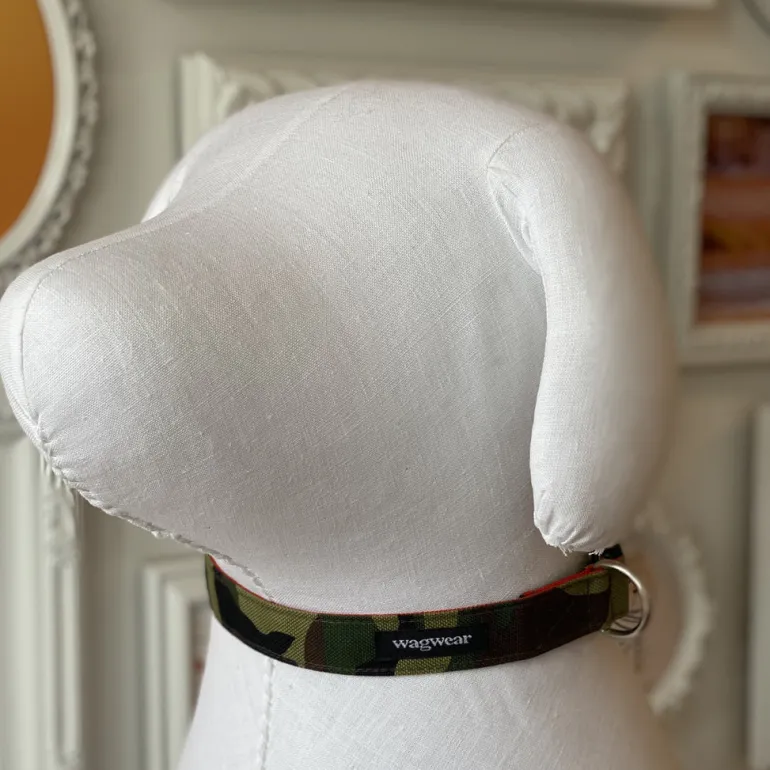 Cordura Dog Collar in Camo & Neon Orange (Made in the USA)