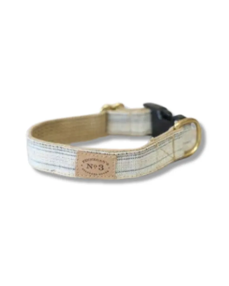 Cream & Navy Seed Sack Dog Collar (Made in the USA)