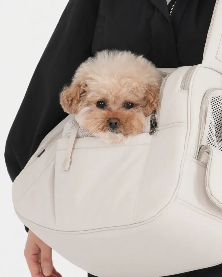 Crossbody SMART Sling Dog Carrier in Black or Beige