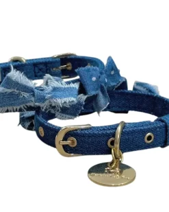 Denim Bow Collar for Dogs (Made in the USA)
