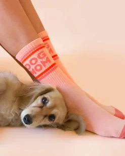 Dog Mom Striped Ribbed Crew Socks