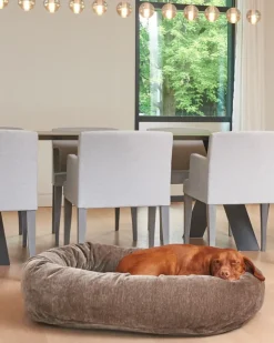 Donut Dog Bed in Bark Washed Microvelvet (Direct-Ship)