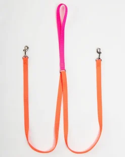 Double Clip Training Leash in Hot Pink + Neon Orange (Made in the USA)