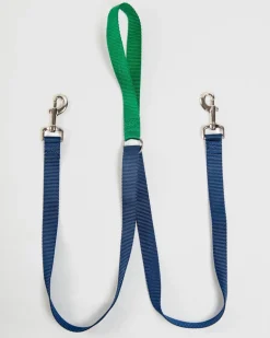 Double Clip Training Leash in Hunter Green + Navy (Made in the USA)