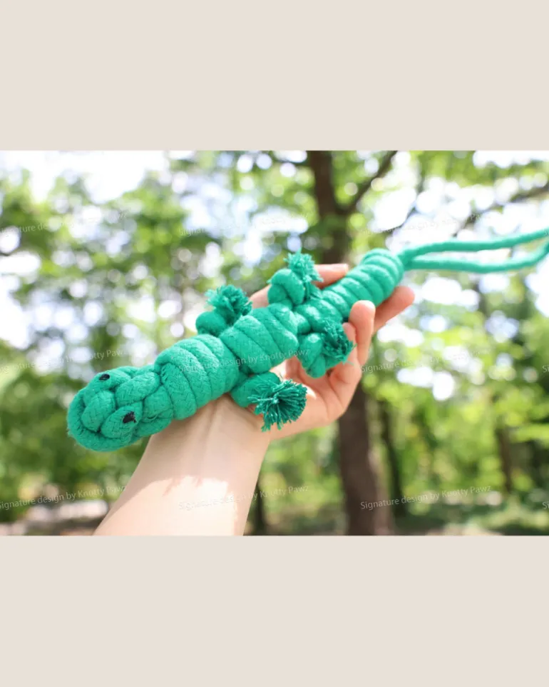 Eco-Friendly Green Lizard Dog Rope Toy