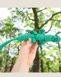 Eco-Friendly Green Lizard Dog Rope Toy