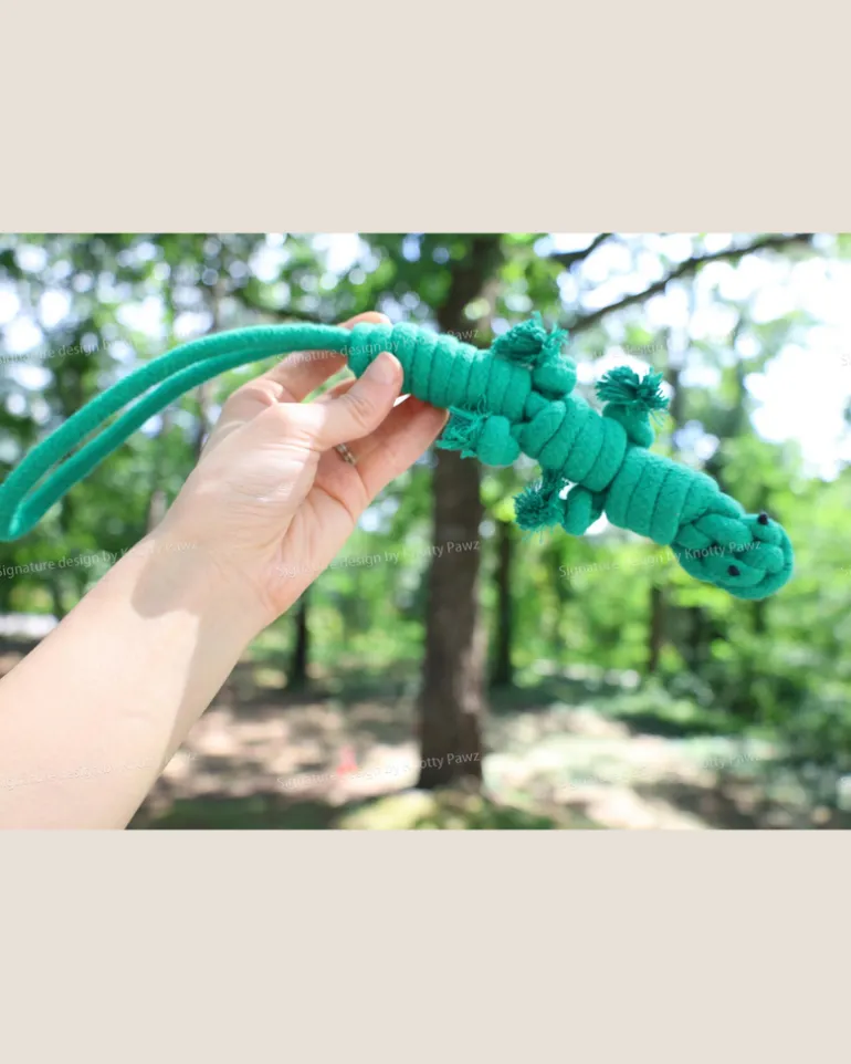 Eco-Friendly Green Lizard Dog Rope Toy