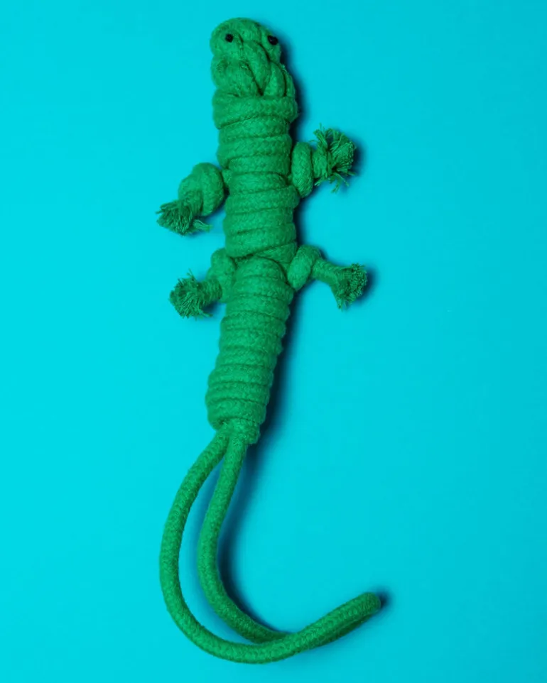 Eco-Friendly Green Lizard Dog Rope Toy