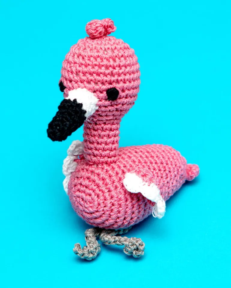Fergie the Flamingo Organic Cotton Knit Dog Toy