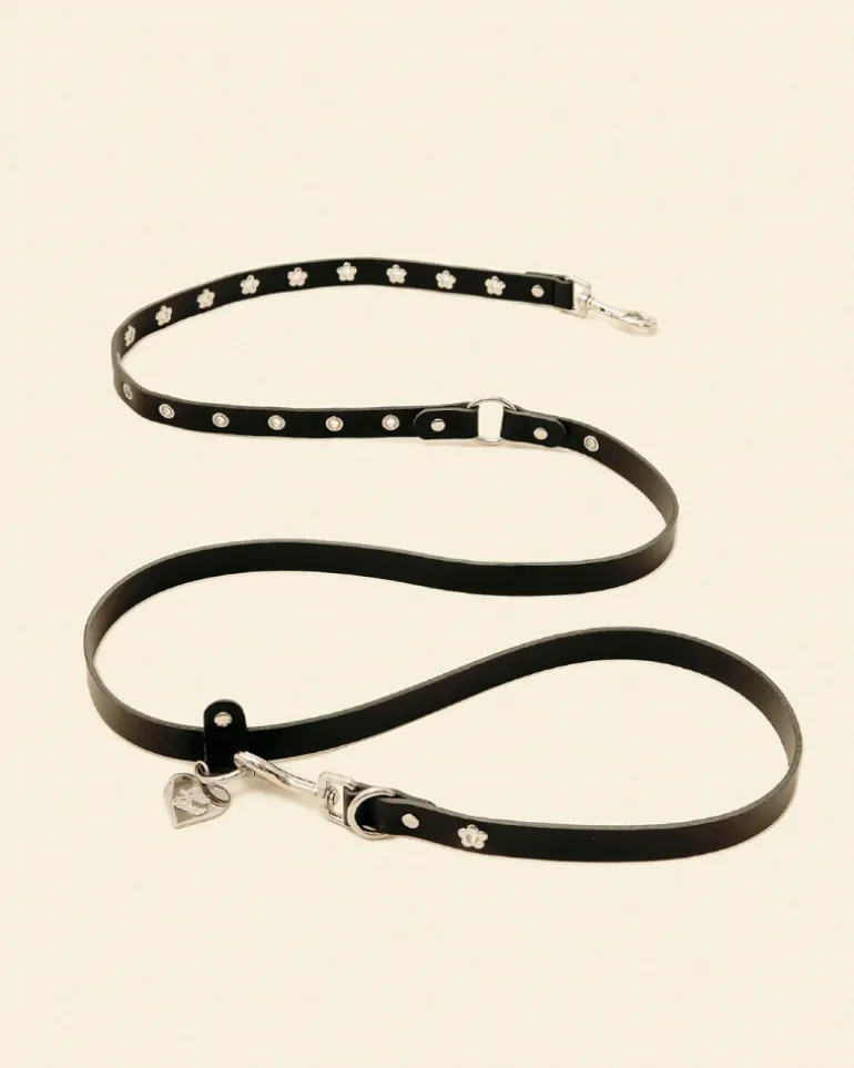 Flower Power Dog Leash in Midnight