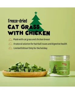 Freeze-Dried Cat Grass w/ Chicken Treats for Dogs & Cats