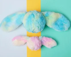 Fuzzy Wuzzie Squeaky Bunny Dog Toy in Rainbow (Small)