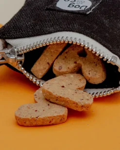 Good Girl Bag Treat + Poop Bag Holder in Black Canvas with Natural Trim