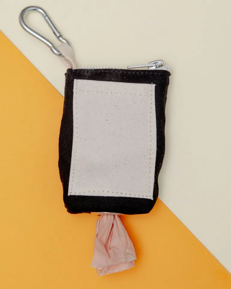 Good Girl Bag Treat + Poop Bag Holder in Black Canvas with Natural Trim