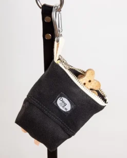 Good Girl Bag Treat + Poop Bag Holder in Black Canvas with Natural Trim