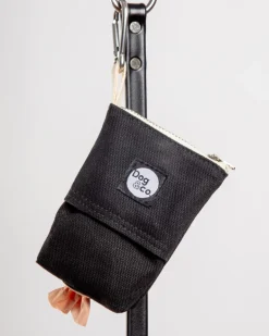 Good Girl Bag Treat + Poop Bag Holder in Black Canvas with Natural Trim