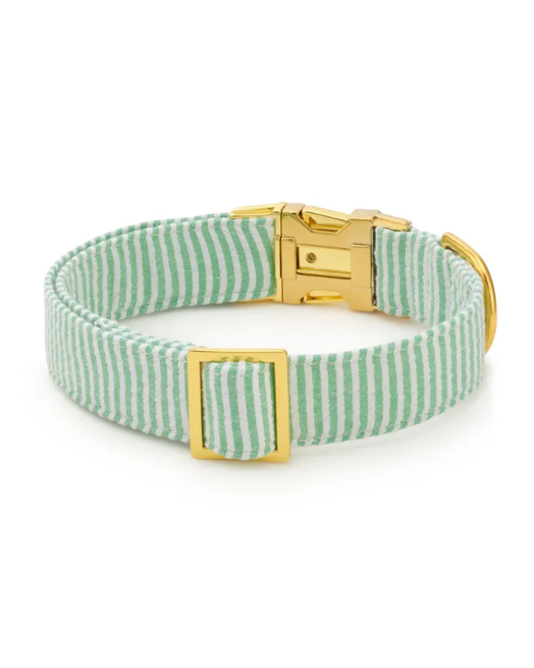 Green Seersucker Dog Collar (Made in the USA)